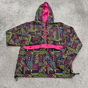 Black Jack Geometric Anorak Windbreaker Jacket Womens Small Vintage 90s Style